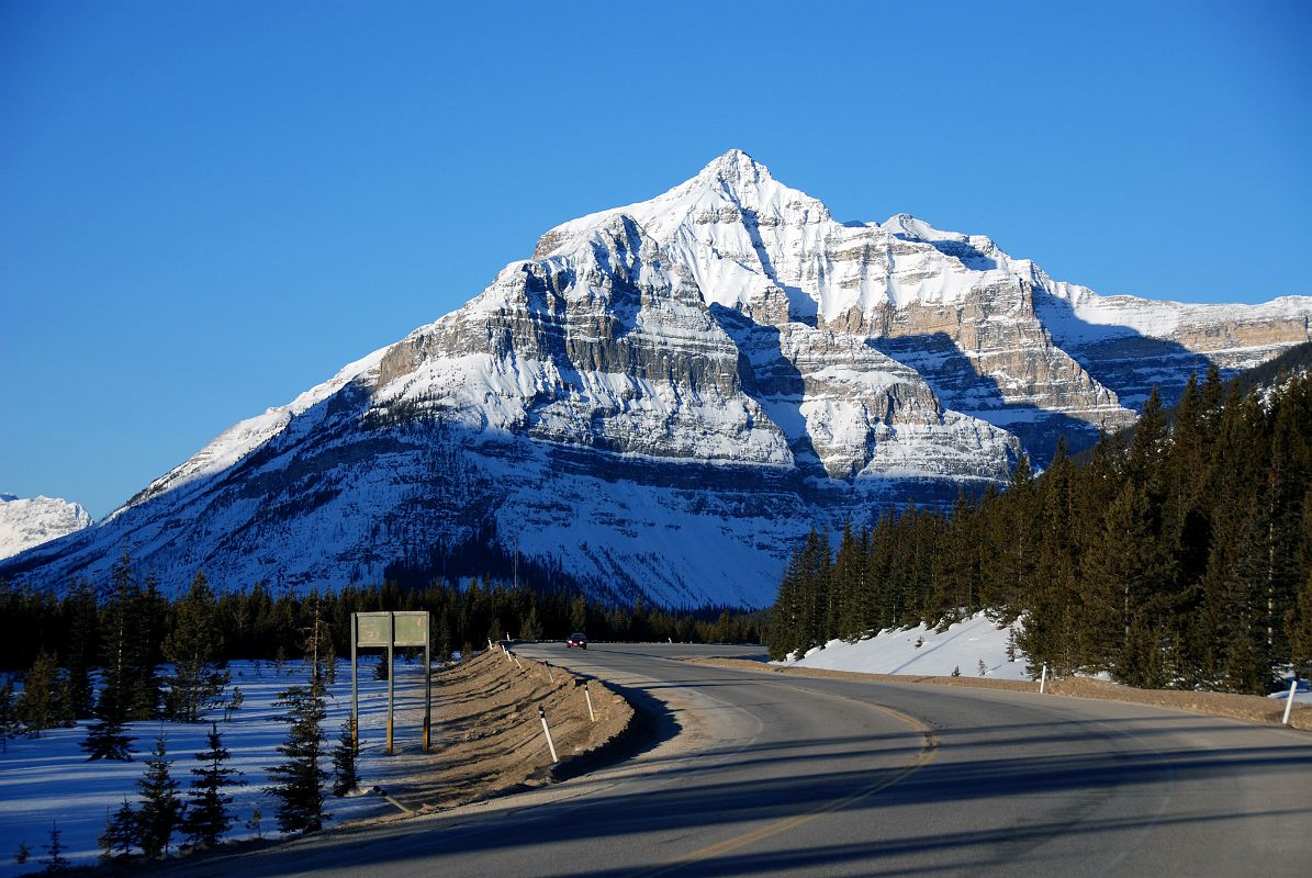 05 Mount Whymper Early Morning From Highway 93 Just After Castle Junction Driving To Radium In Winter